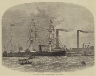 Das Auswandererschiff Ganges auf dem Weg nach Kanada